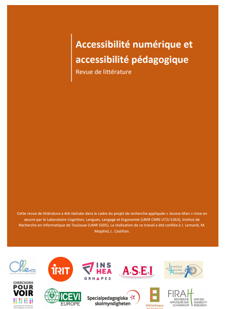 Couverture de la revue de littérature Accessibilité numérique et accessibilité pédagogique, jpg