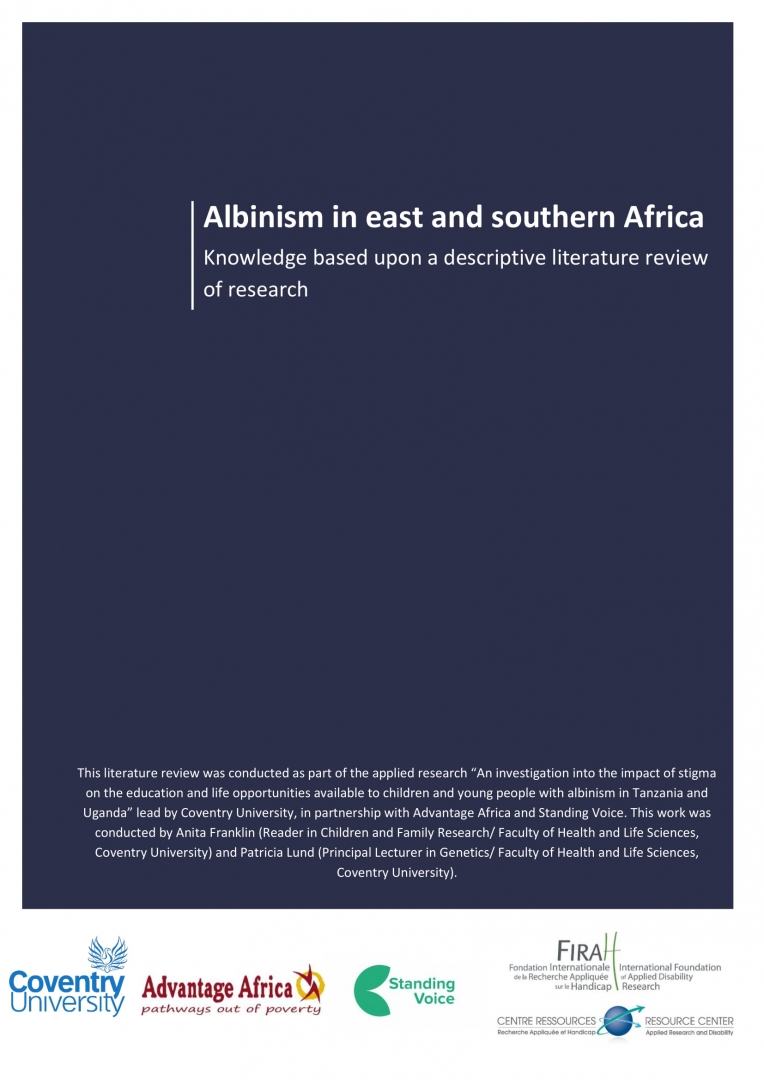 Couverture de la revue de littérature Albinism in east and southern Africa, jpg