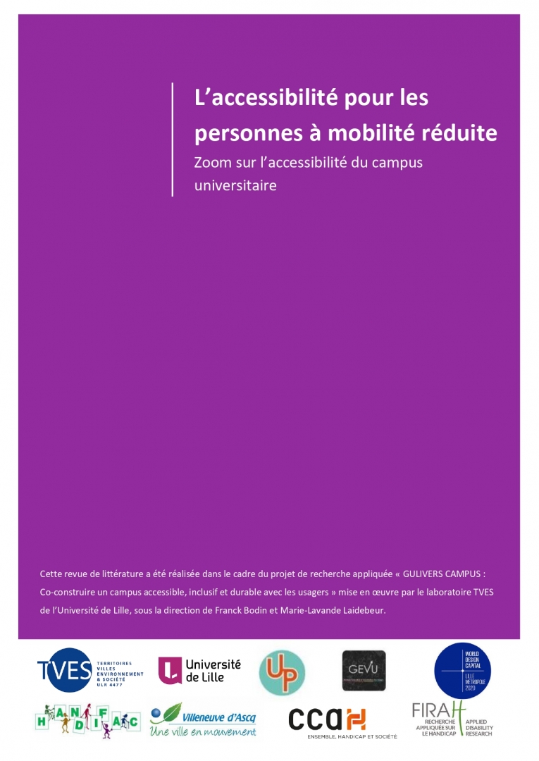 Couverture de la revue de littérature Accessibilité pour les personnes à mobilité réduite, jpg